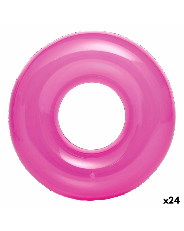 Set of 24 Intex inflatable floating donuts, 76x76 cm, colorful pool toys for outdoor fun and water games.