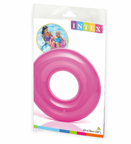 Set of 24 inflatable floating donut pool toys by Intex, 76 cm diameter for outdoor water fun and pool games.