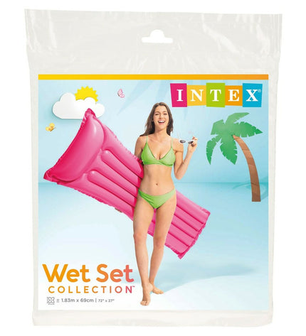 Set of 24 Intex inflatable mattresses, 183 x 69 cm, colorful pool floats for outdoor play and water activities.