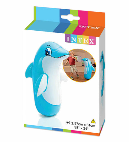 Set of 24 Intex inflatable pool figures, colorful toy characters for outdoor play, measuring 61 x 94 x 61 cm each.