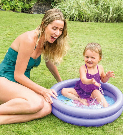 Intex Opblaasbaar Kinderzwembad Octopus in paars, 61 x 15 x 61 cm, with 36 pieces, suitable for outdoor play and water fun.
