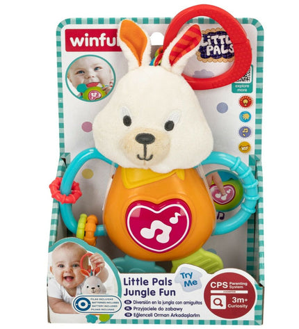Set of six Winfun soft rattles for babies, measuring 14x19x6.5 cm, featuring colorful, textured toys for young children.