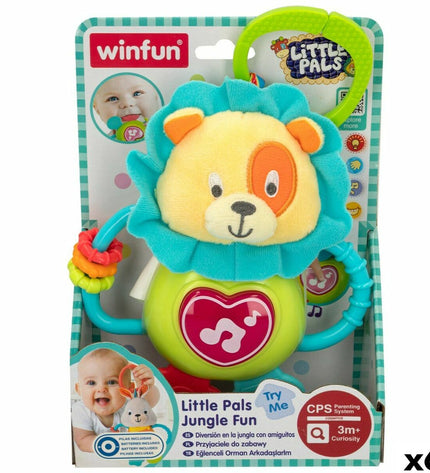 Set of six Winfun soft rattles for babies, measuring 14x19x6.5 cm, featuring colorful, textured toys for young children.