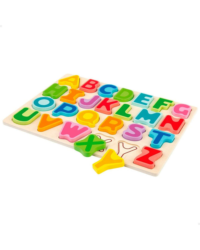 Woomax wooden children's puzzle with 27 pieces for ages 2 and up, featuring colorful animal and shape images.