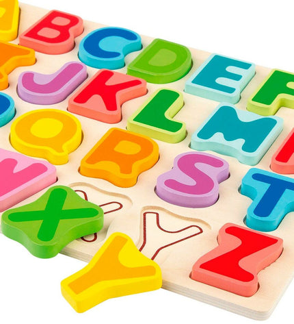 Woomax wooden children's puzzle with 27 pieces for ages 2+, colorful interlocking puzzle toy for early brain development.