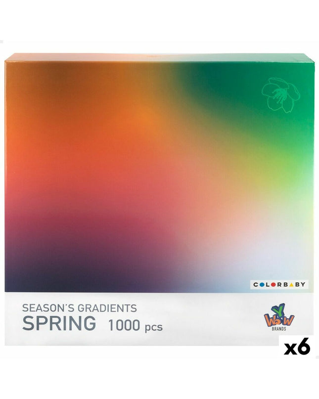 Colorbaby Spring season gradient puzzle set with six colorful 68x50cm pieces for kids' educational play and brain games.