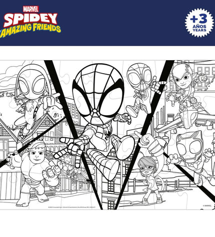 Spidey dubbelzijdige kinderpuzzel met 24 stukjes, 50x35 cm, kleurrijke speelgoedpuzzel voor kinderen en hersenkrakers.