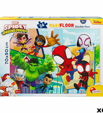 Spidey dubbelzijdige kinder puzzel met 24 onderdelen, 70x1.5x50 cm, set van 6, speelgoed en hersenkrakers