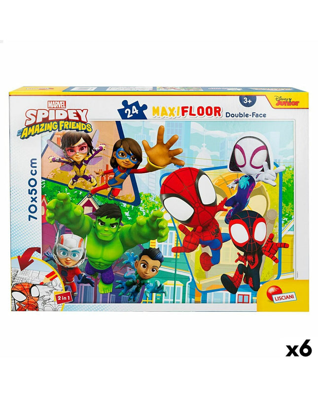 Spidey dubbelzijdige kinder puzzel met 24 onderdelen, 70x1.5x50 cm, set van 6, speelgoed en hersenkrakers