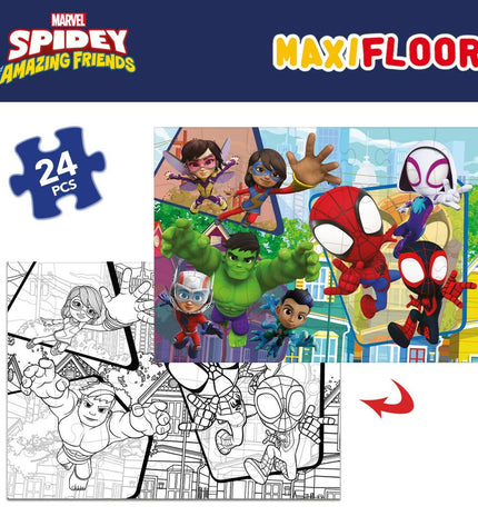 Spidey double-sided children's puzzle with 24 pieces, colorful Spider-Man themed puzzle boards, 70x50 cm, set of 6.