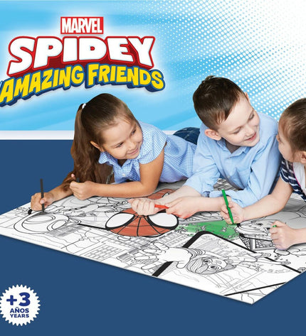 Spidey dubbelzijdige kinderpuzzel met 24 onderdelen, speelgoed en puzzelset, 70 x 1,5 x 50 cm, zes stuks, kleurrijk en educatief