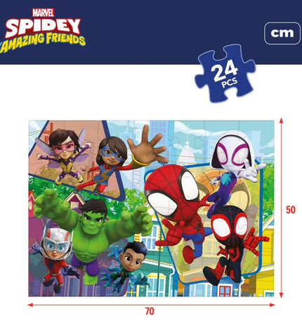 Spidey double-sided children's puzzle with 24 pieces, colorful Spidey themed puzzle game for kids, 70x1.5x50 cm, set of 6.