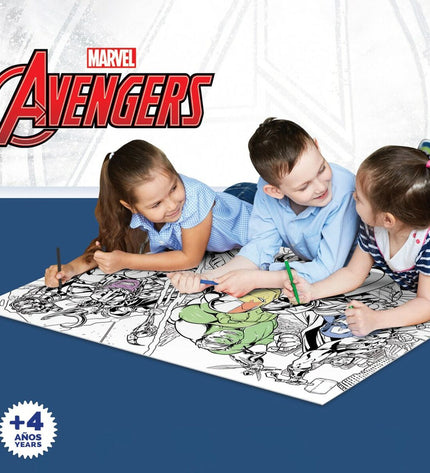 The Avengers double-sided puzzle with 108 pieces, colorful superhero images, laid out on a white surface, showing assembled sections.