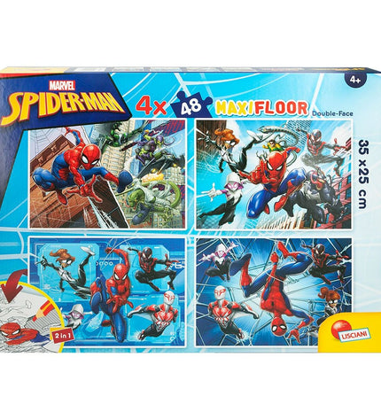 Spider-Man 4-in-1 double-sided puzzle with 48 pieces, children's educational toy, 35x15x25 cm, six sets