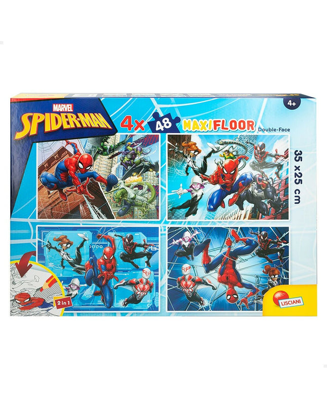 Spider-Man 4-in-1 double-sided puzzle with 48 pieces, children's educational toy, 35x15x25 cm, six sets