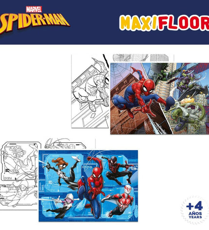 Spider-Man themed double-sided puzzle set with 48 pieces, toy and game, featuring Spider-Man branding, colorful and educational.
