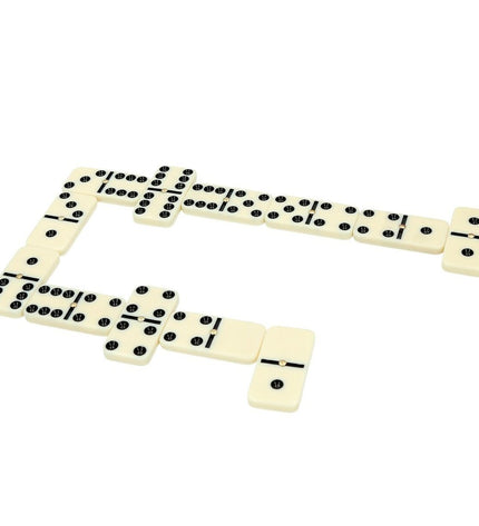 Set of 12 CB Games Dominoes, colorful plastic pieces arranged for a game, suitable for children and family fun.
