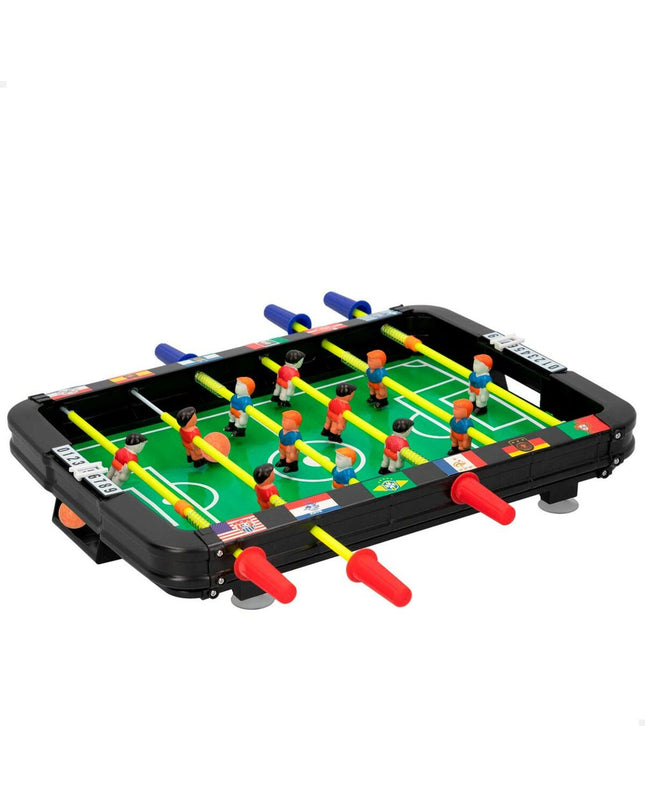 Set of six CB Games tabletop football toys, 36 x 5 x 26 cm, colorful plastic game accessories for kids and family entertainment.
