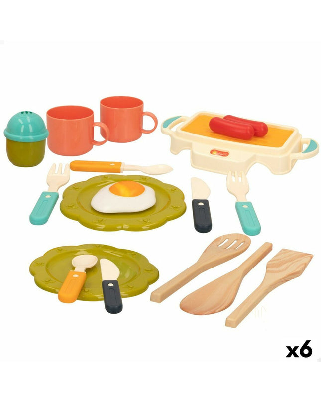 Colorbaby My Home toy kitchen with 17 pieces, compact 19.5 x 3 x 11 cm, ideal for pretend play and imaginative games.