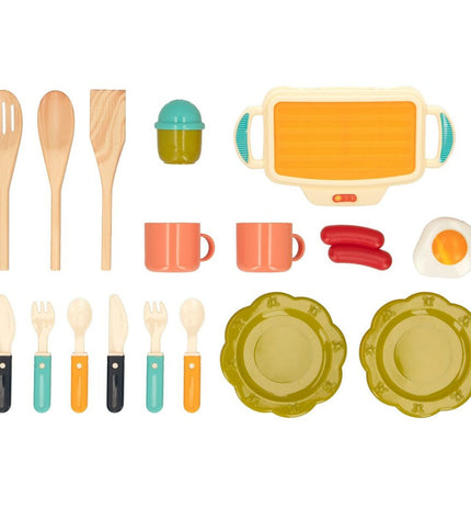 Colorbaby My Home toy kitchen with 17 accessories, compact 19.5 x 3 x 11 cm, ideal for pretend play and imaginative games.