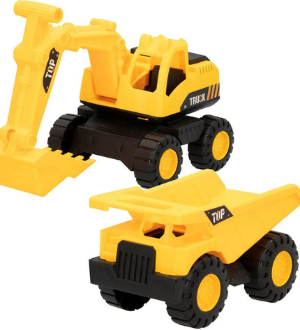 Set of six Speed & Go toy construction vehicles, each approximately 18.5 x 10.5 x 10 cm, in vibrant colors and detailed design.