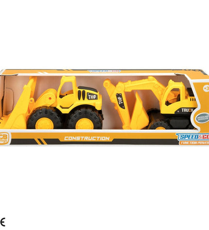 Set of six Speed & Go toy construction vehicles, 18.5 x 10.5 x 10 cm, colorful plastic vehicles for kids' play.