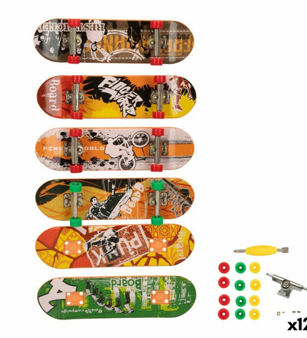 Colorbaby Vingerskateboard set with 12 colorful toy finger skateboards, perfect for kids' play and fun vehicle-themed toys.