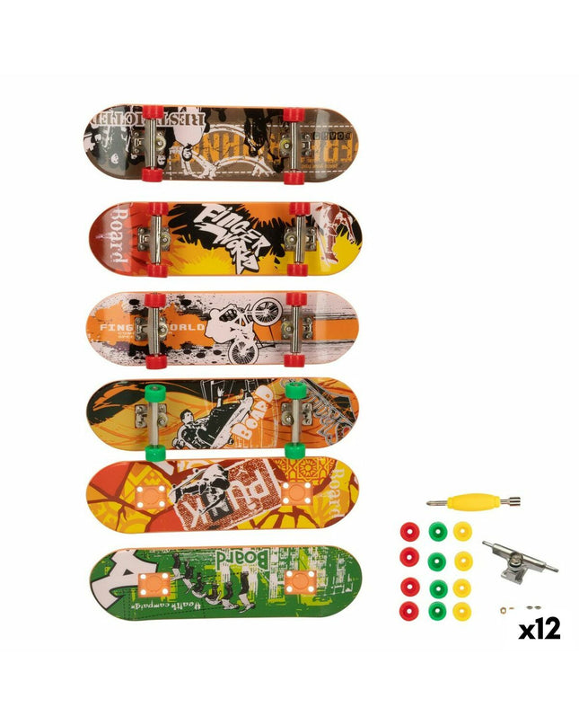 Colorbaby Vingerskateboard set with 12 colorful toy finger skateboards, perfect for kids' play and fun vehicle-themed toys.