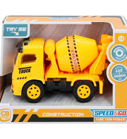 Set of six Speed & Go open public works trucks, 14.5 x 9 x 7.5 cm, colorful toy construction vehicles for kids.