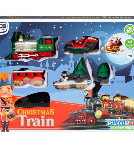 Speed & Go Train met circuit speelgoed set with six train pieces on a colorful track for kids' play and imaginative fun.