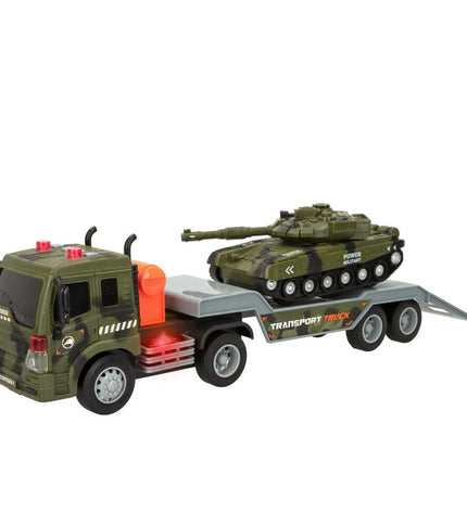 Two Speed & Go truck toy carriers in red and blue, measuring 47.5 x 11.5 x 10 cm, designed for children’s vehicle play.