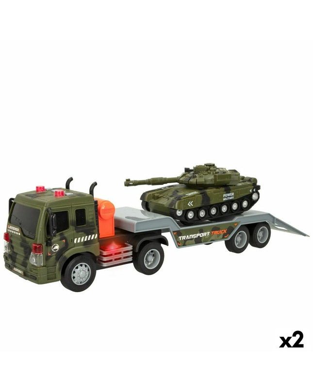 Pair of Speed & Go toy trucks, 47.5 x 11.5 x 10 cm, plastic vehicle toys for children, colorful and detailed.