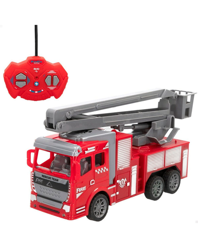 Six Speed & Go fire truck toys, 23 x 12.5 x 8 cm, colorful plastic vehicles for children’s play, in a set of six.