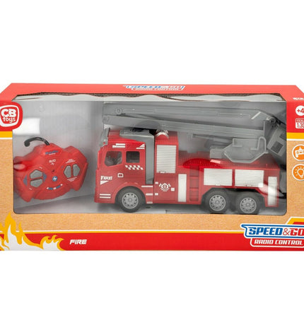 Six Speed & Go fire truck toys, 23 x 12.5 x 8 cm, colorful plastic vehicles for children’s play and imagination.