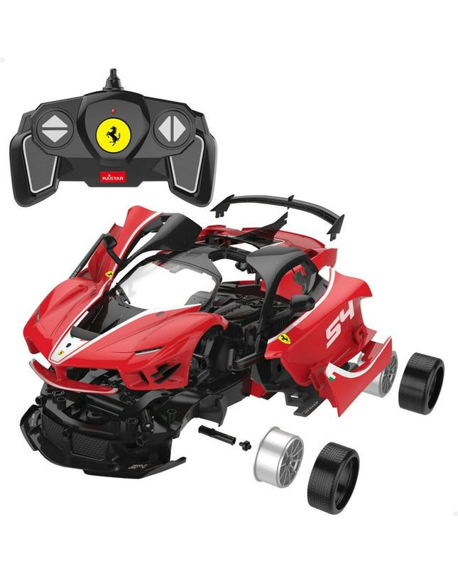 Two Ferrari remote control police cars toy vehicles, featuring sleek red design and detailed police markings.