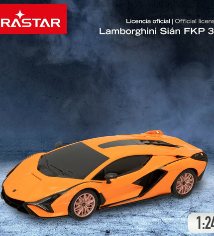 Four Lamborghini remote control toy cars in vibrant colors, detailed design, perfect for play and collectibles.