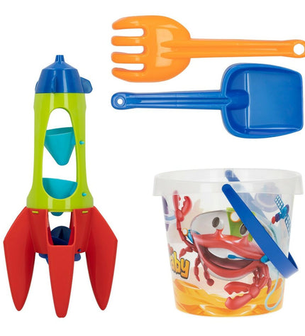 Colorbaby Mr Craby strandspeelgoedset with 16 polypropylene pieces, 18 cm, colorful and suitable for outdoor play and games.