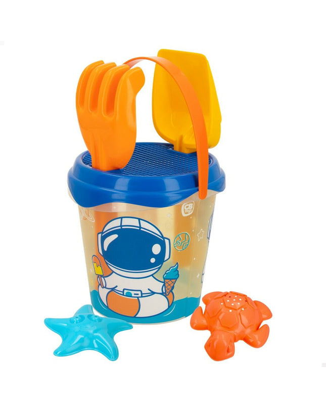 Colorbaby strand speelgoedset with 16 colorful polypropylene pieces, 18 cm diameter, suitable for outdoor play and games.