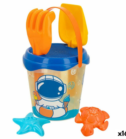 Colorbaby strand speelgoedset with 16 polypropyleen pieces, 18 cm in diameter, suitable for outdoor play and games