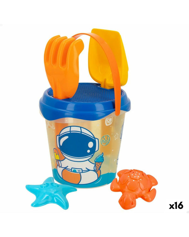 Colorbaby strand speelgoedset with 16 polypropyleen pieces, 18 cm in diameter, suitable for outdoor play and games