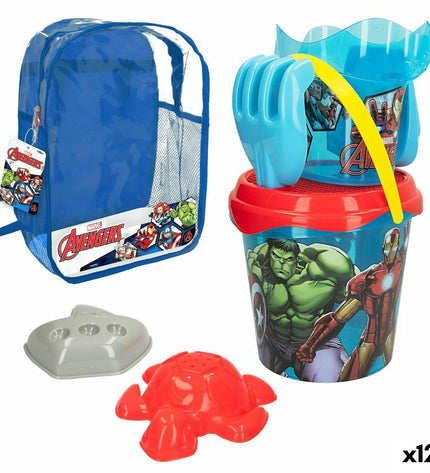 The Avengers strand speelgoedset with 12 polypropyleen pieces, approximately 18 cm in size, suitable for outdoor play and games.