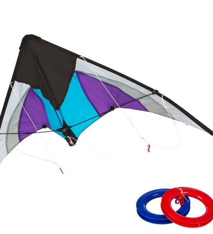 Eolo Komeet Eolo Pop-up Magic white and purple frisbee for outdoor recreational sports, shown in a natural outdoor setting.