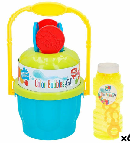 Colorbaby Bellenblaas speelgoed set with 6 colorful bubble wands, 240 ml each, ideal for outdoor fun and play.