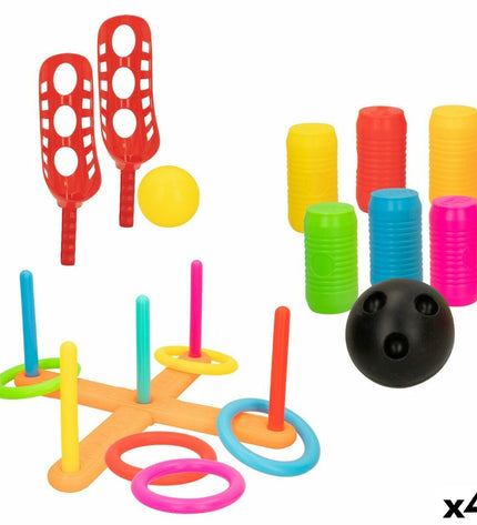 Colorbaby strandspeelgoedset with four colorful string toys, ideal for outdoor play and children's games.