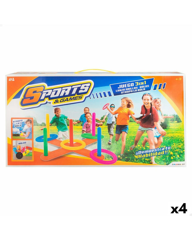 Colorbaby strand speelgoedset with four colorful pieces, designed for outdoor play and sports activities.