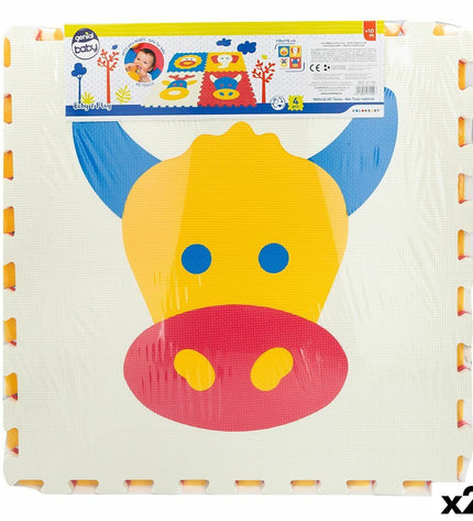Colorbaby puzzle mat with four animal-themed EVA pieces, 118x118 cm, colorful and soft play area for kids.