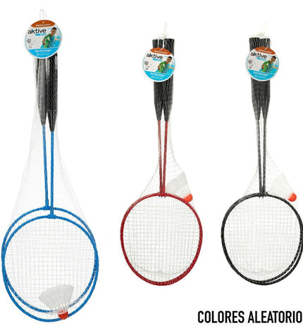 Active brand badminton set with 24 pieces including rackets, shuttlecocks, and net for outdoor sports and recreation.