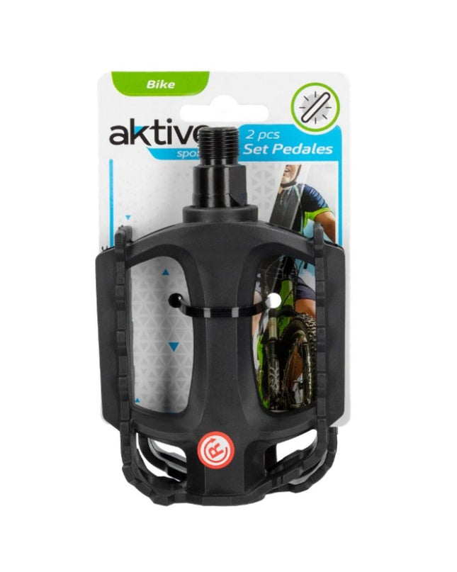 Set of 24 black bicycle pedals by Aktive, 11x3x8 cm, designed for sport and outdoor cycling activities.