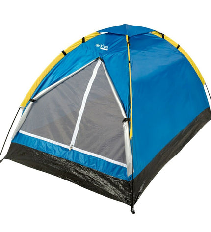 Two-person Aktive Kampeertent for camping and outdoor activities, measuring 120x100x200 cm, set of six tents, in outdoor setting