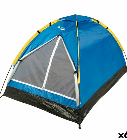 Icon of a compact two-person Kampeertent Aktive for camping and outdoor activities, measuring 120x100x200 cm, with six units shown.